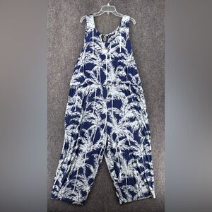 Belle By Kim Graver Blue Tropical Wide Leg Jumpsuit Women’s Plus 3X Vacation